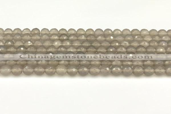 CAA5785 15 inches 6mm faceted round grey agate beads