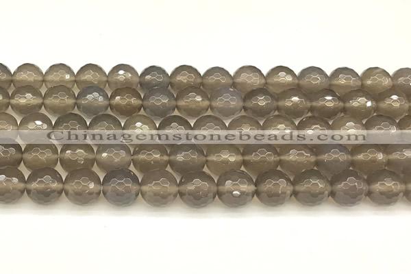 CAA5788 15 inches 12mm faceted round grey agate beads