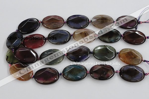 CAA581 15.5 inches 25*35mm faceted oval dragon veins agate beads