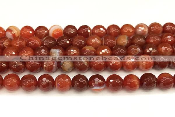 CAA5838 15 inches 12mm faceted round banded agate beads
