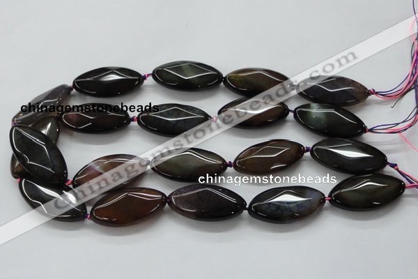 CAA584 15.5 inches 19*38mm faceted marquise dragon veins agate beads