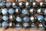 CAA5878 15 inches 6mm,8mm,10mm & 12mm faceted round electroplated banded agate beads