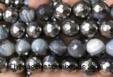 CAA5879 15 inches 6mm,8mm,10mm & 12mm faceted round electroplated banded agate beads