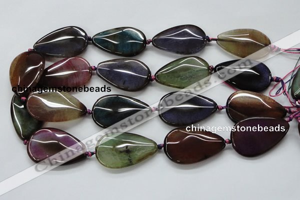 CAA588 15.5 inches 25*40mm faceted teardrop dragon veins agate beads