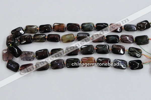 CAA589 15.5 inches 13*18mm faceted rectangle dragon veins agate beads