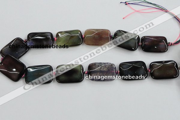 CAA590 15.5 inches 22*30mm faceted rectangle dragon veins agate beads