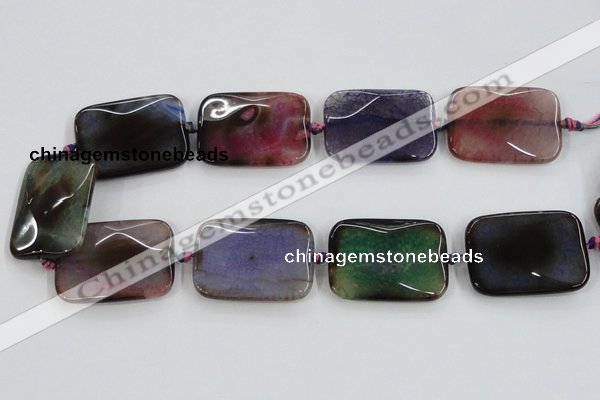 CAA592 15.5 inches 30*40mm faceted rectangle dragon veins agate beads