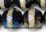 CAA5938 8mm, 10mm & 12mm faceted round AB-color tibetan agate beads