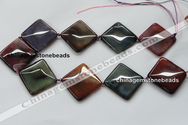 CAA594 15.5 inches 35*35mm faceted diamond dragon veins agate beads
