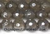 CAA5943 15 inches 6mm faceted round AB-color grey agate beads