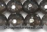 CAA5945 15 inches 10mm faceted round AB-color grey agate beads
