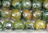 CAA5952 15 inches 6mm faceted round AB-color line agate beads