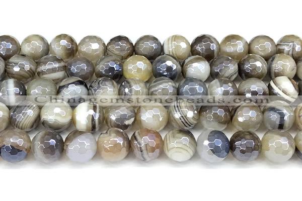CAA5958 15 inches 10mm faceted round AB-color line agate beads