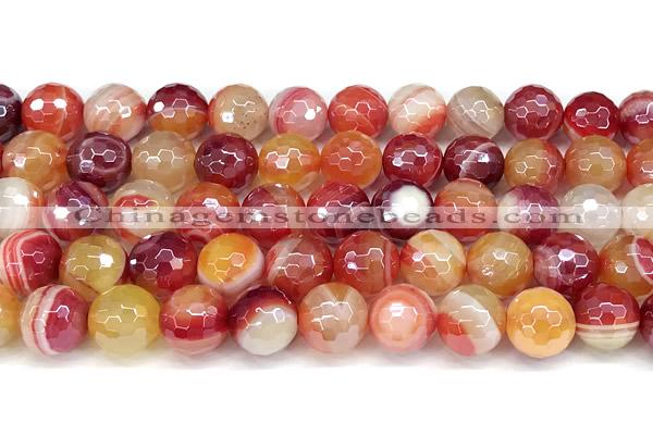 CAA5967 15 inches 10mm faceted round AB-color line agate beads