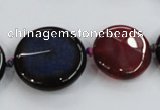 CAA597 20mm - 40mm faceted flat round dragon veins agate beads