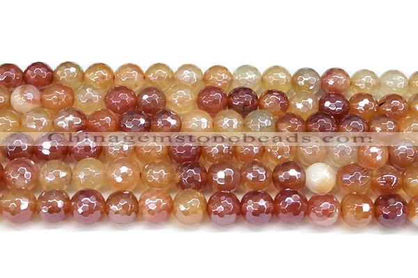 CAA5970 15 inches 8mm faceted round AB-color line agate beads