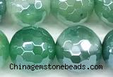 CAA5979 15 inches 10mm faceted round AB-color line agate beads