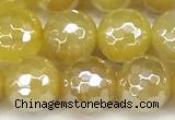CAA5988 15 inches 8mm faceted round AB-color line agate beads
