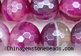 CAA5996 15 inches 8mm faceted round AB-color line agate beads