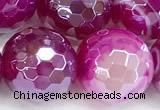 CAA5998 15 inches 12mm faceted round AB-color line agate beads