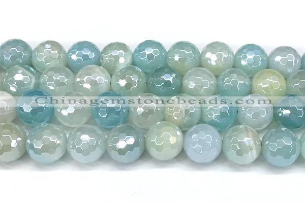 CAA6003 15 inches 12mm faceted round AB-color line agate beads