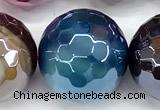 CAA6013 15 inches 14mm faceted round AB-color line agate beads