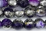 CAA6016 15 inches 6mm faceted round electroplated line agate beads