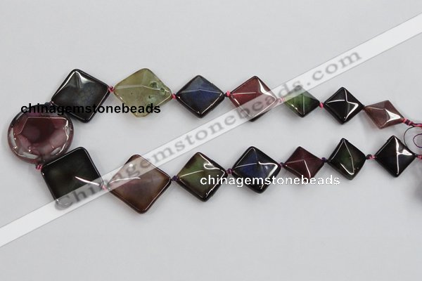 CAA602 20mm – 40mm faceted diamond & coin dragon veins agate beads