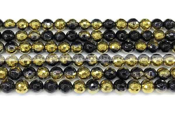 CAA6024 15 inches 6mm faceted round electroplated agate beads