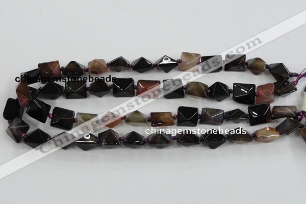 CAA603 15.5 inches 13*13*15mm pyramid dragon veins agate beads