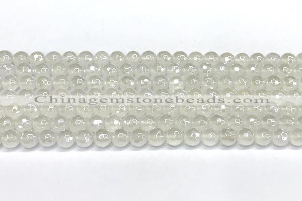 CAA6030 15 inches 6mm faceted round AB-color white agate beads