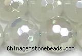 CAA6037 15 inches 12mm faceted round AB-color white agate beads