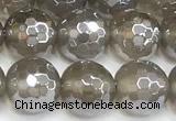 CAA6039 15 inches 8mm faceted round AB-color grey agate beads