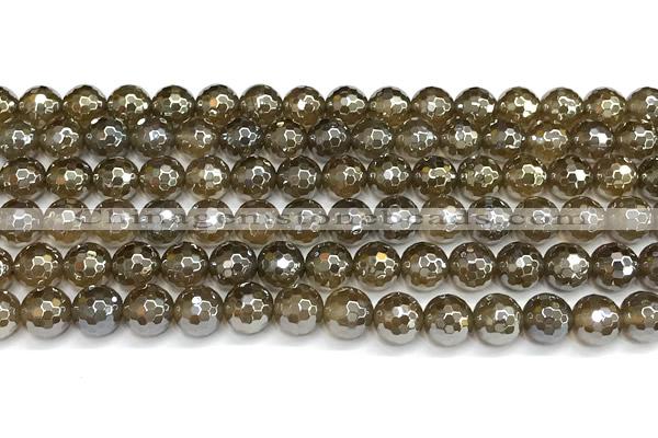 CAA6047 15 inches 8mm faceted round AB-color yellow agate beads