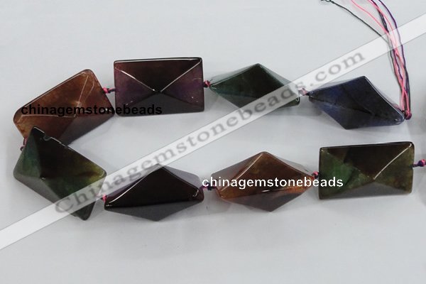 CAA605 15.5 inches 30*30*45mm pyramid dragon veins agate beads