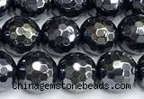 CAA6059 15 inches 8mm faceted round AB-color black agate beads