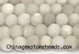 CAA6075 15 inches 4mm round matte white crazy lace agate beads