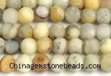 CAA6085 15 inches 4mm round matte yellow crazy lace agate beads