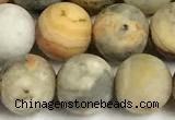 CAA6088 15 inches 10mm round matte yellow crazy lace agate beads