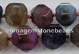 CAA609 15.5 inches 15*15mm faceted nuggets dragon veins agate beads