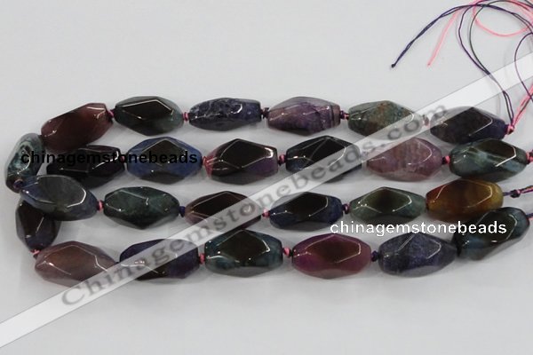 CAA614 15.5 inches 15*30mm faceted nuggets dragon veins agate beads