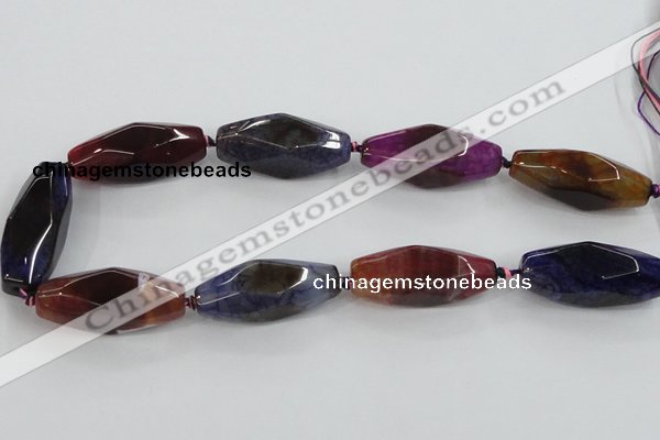 CAA615 15.5 inches 16*40mm faceted rice dragon veins agate beads