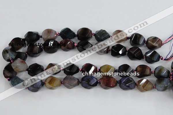 CAA618 15.5 inches 15*20mm faceted & twisted dragon veins agate beads