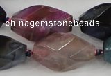 CAA619 15.5 inches 16*30mm faceted & twisted dragon veins agate beads