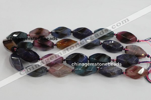 CAA619 15.5 inches 16*30mm faceted & twisted dragon veins agate beads