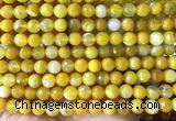 CAA6310 15 inches 6mm faceted round yellow banded agate beads