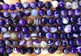CAA6321 15 inches 8mm faceted round purple banded agate beads