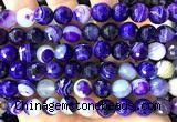 CAA6322 15 inches 10mm faceted round purple banded agate beads