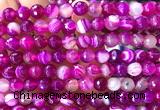 CAA6326 15 inches 8mm faceted round fuchsia banded agate beads