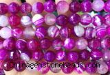 CAA6327 15 inches 10mm faceted round fuchsia banded agate beads